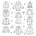 Winter jacket hand drawn doodles coloring