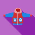 Winter jacket icon, flat style Royalty Free Stock Photo