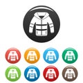 Winter jacket icons set color Royalty Free Stock Photo