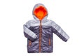 Winter jacket isolated. A stylish black warm down jacket with orange lining for the kids isolated on a white background. Childrens Royalty Free Stock Photo