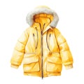 Winter jacket, winter accessories, watercolor illustration