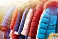 Winter jackets on a hanger in store Royalty Free Stock Photo