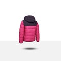 Winter jackets, hoodies, hiking jackets, and snowy winter clothing.worm winter hoodie jacket isolated on background with clipping
