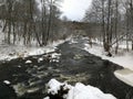 Winter jagala river waterfall baltic sea coast in estonia