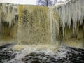 Winter jagala waterfall baltic sea coast in estonia