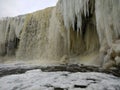 Winter jagala jugi waterfall baltic sea coast in estonia