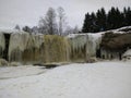 Winter jagala river waterfall baltic sea coast in estonia