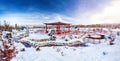 Winter Japanese garden in Almaty