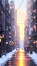 Winter Japanese Street Anime Wallpaper