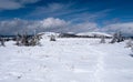 Winter Jeseniky mountains panorama from Pecny hill in Czech republic Royalty Free Stock Photo