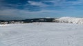 Winter Jeseniky mountains scenery from Bridlicna hora hill in Czech republic
