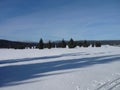 Winter in jizerske hory ridge in czech republic