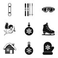 Winter journey icons set, simple style