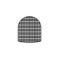 Winter knitted hat outline icon. Flat black beanie. Isolated vector