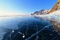 Winter Lake Baikal Landscape of Cape Khoboy in Siberia, Russia