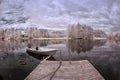 Winter lake and boat Royalty Free Stock Photo