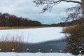 Winter on a lake in Prerow, Germany Royalty Free Stock Photo