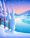 Winter lake scene