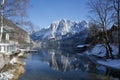 A winter lakeside Alpine scene