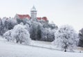 Winter landcape with castle Smolenice, Slovakia