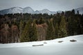 Winter landcape of mountains Bucegi