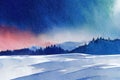 Winter Landscape in Abstract Watercolor