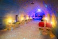 Spectacular ice hotel and bar on the frozen Balea lake Royalty Free Stock Photo