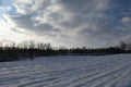 Winter landscape of arable land under snow