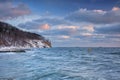 Winter landscape of Baltic Sea coast in Gdynia OrÃâowo at sunrise, Baltic Sea. Poland Royalty Free Stock Photo