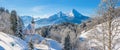 Winter landscape in the Bavarian Alps with church, Bavaria, Germany Royalty Free Stock Photo