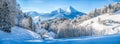 Winter landscape in the Bavarian Alps with church, Bavaria, Germany