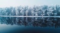 Winter landscape with beautiful reflection in water Royalty Free Stock Photo