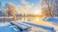 Winter landscape with beautiful reflection in water Royalty Free Stock Photo