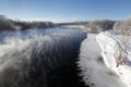 Winter landscape: beautiful view of Kamchatka River. Eurasia, Russian Far East