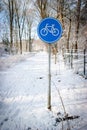 Snowy bike path Royalty Free Stock Photo