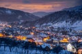 Winter landscape at blue hour