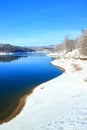 Blue lake covered with snow, Gorski katar, Croatia