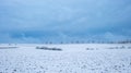 Winter landscape with blue sky.Snowy forest under blue clouds. Winter weather.Winter frosty wallpaper. Winter nature Royalty Free Stock Photo