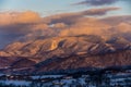 winter landscape with the Bucegi Mountains in Romania Royalty Free Stock Photo