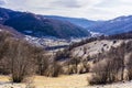 winter landscape with the Bucegi Mountains in Romania Royalty Free Stock Photo