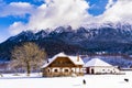 winter landscape with Carpati Piatra Craiului mountain