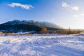 Winter landscape with Carpati Piatra Craiului mountain