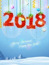 New Year 2018 of crumpled paper as christmas decoration Royalty Free Stock Photo