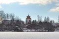 Winter landscape in church town Gammelstad, Sweden