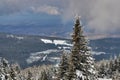 Winter landscape on a cloudy day in the Giant Mountains