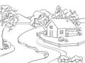 Winter landscape coloring book vector