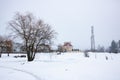 Winter landscape in the countryside, snow on trees