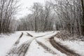 Winter landscape with crossroads Royalty Free Stock Photo