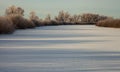 Winter landscape, dawn over the river