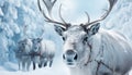 Winter Landscape Deer Grazing In Snowy Forest, Cold And Beautiful Generated By AI